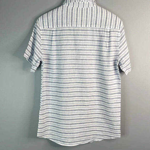 WEATHERPROOF NWT Washable Linen Blue Stripe Button Down Shirt Preppy Size S - Picture 8 of 13